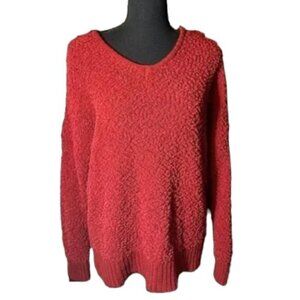 Impressions Burgundy Hooded Popcorn Knit Tunic, Women’s Size S/M